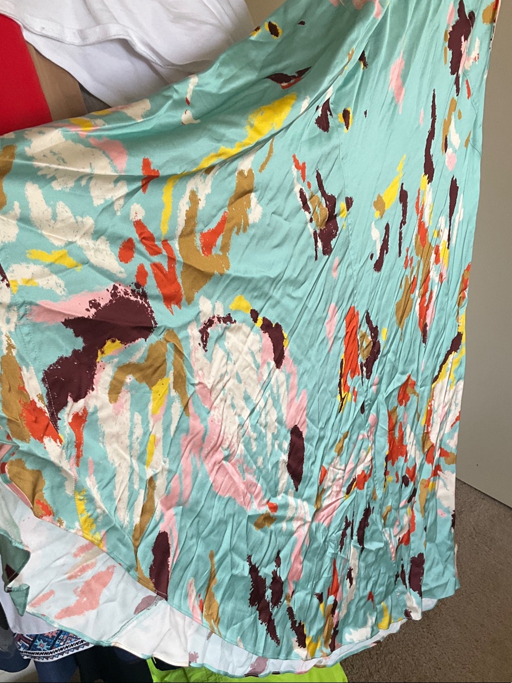 A.L.C. Halter Maxi Dress in Aqua with Multicolor Abstract Print - Picture 5 of 8